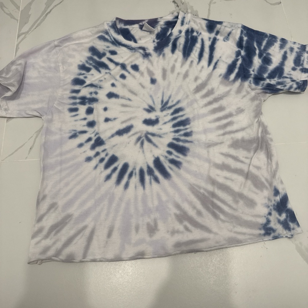 Tie-Dye Kids T-Shirt - Blue and White
